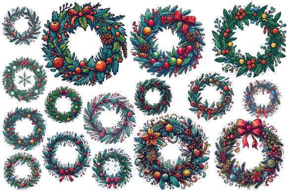 16 X Christmas Wreath Bundle Review for Illustrations