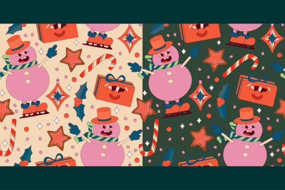 2 Groovy Christmas Character Pattern: Vibrant Illustrations for Seasonal Content