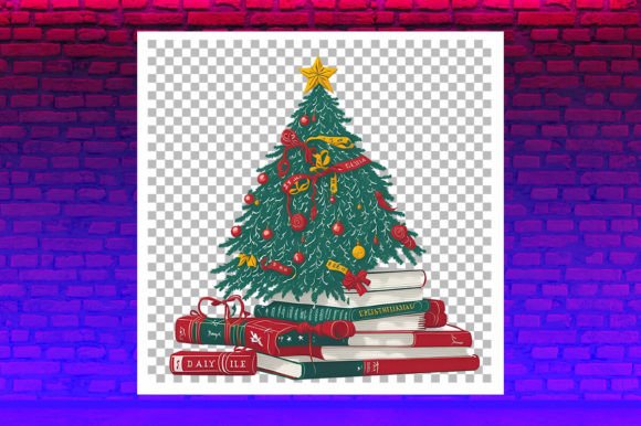 Bookish Christmas Tree PNG Sublimation for Brand Illustrations