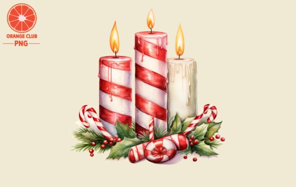 Christmas Candles with Christmas Candy C: Festive Illustrations for Local Brands