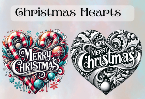 Christmas Hearts Sublimation Png No 7 for Illustrations