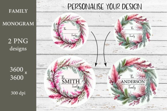 Christmas Monogram Sublimation PNG: Premium Illustrations for Makers