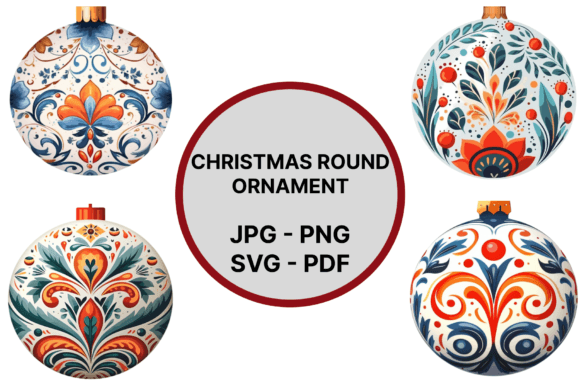 Christmas Round Ornaments for Editorial Illustrations