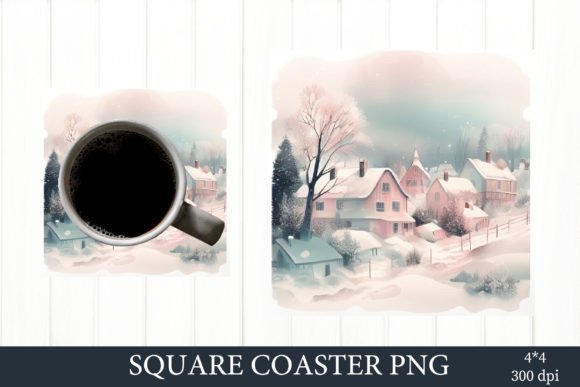 Christmas Square Keychain. Pink Vintage