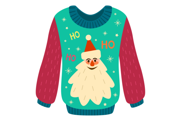 Christmas Sweater Icon. Cartoon Santa Kn & Illustrations