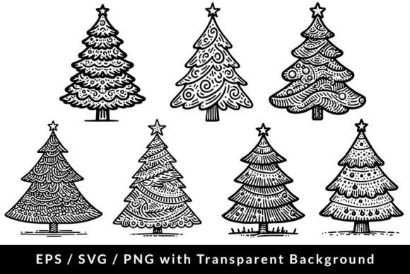 Christmas Tree Line Art Bundle SVG EPS Review