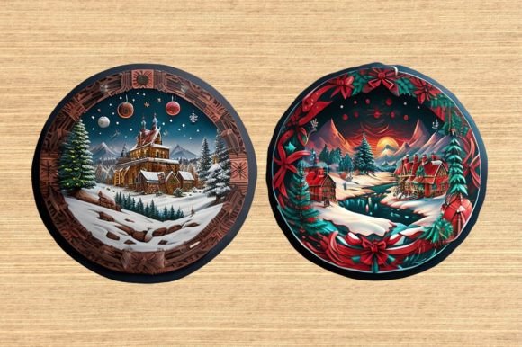 Circular Traditional Christmas Scene: A Review of Seasonal Illustrations