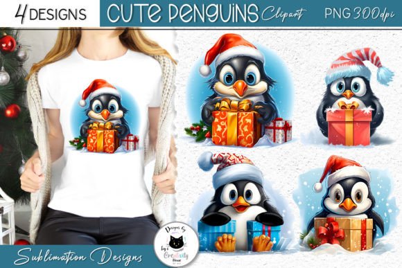 Cute Christmas Penguin Clipart for Holiday Illustrations