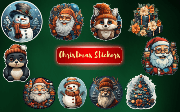 Cute Christmas Stickers for Seasonal Illustrations
