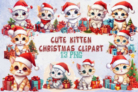 Cute Kitten Christmas Clipart Review