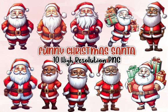 Funny Christmas Santa Clipart PNG for Festive Illustrations