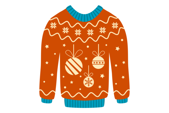 Knitted Sweater with Christmas Tree Ball: A Designer's Review of Illustrations