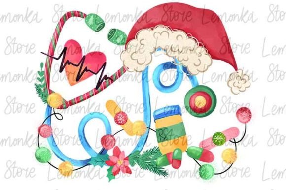 Nurse Christmas Stethoscope Png Design for Illustrations