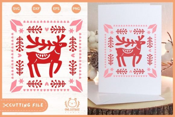 Reindeer SVG Nordic Style Christmas for Illustrations