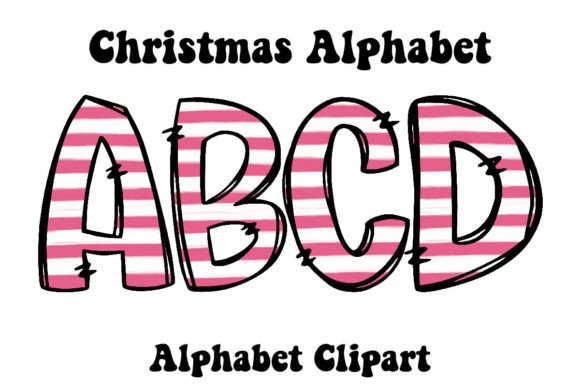 Retro Pink Strips Christmas Alphabet for Branding & Illustrations
