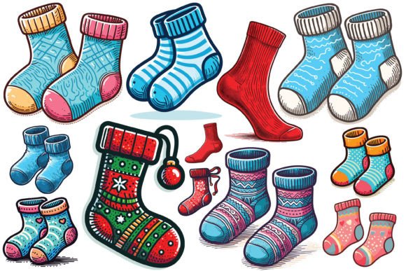 Review: 12 X Christmas Socks Bundle for Illustrations