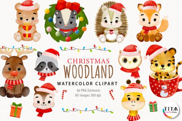 Watercolor Christmas Woodland Illustrations Review